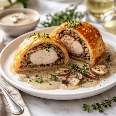 Image of Chicken Wellington with Mushroom Veloute Sauce
