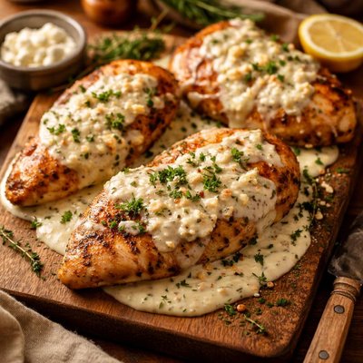 Image of Chicken with a Goat Cheese Sauce
