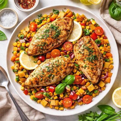 Image of Chicken with a Sweet Corn Potato Saute