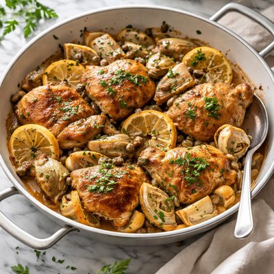 Image of Chicken with Artichokes and Melted Lemons