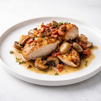 Image of Chicken with Bacon Mushrooms and Onions
