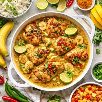 Image of Chicken with Banana Curry Sauce Caribbean