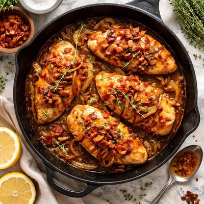 Image of Chicken with Caramelized Onions and Bacon