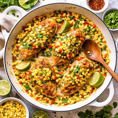 Image of Chicken with Confetti Corn Sauce