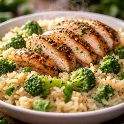 Image of Chicken with Creamy Broccoli Rice