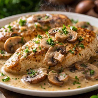Image of Whole30 Chicken with Creamy Mushroom Sauce