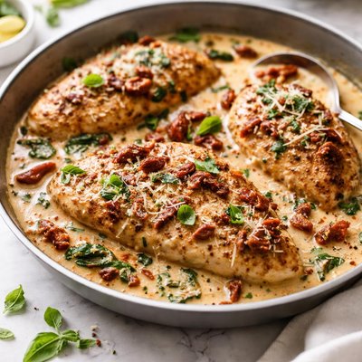 Image of Chicken with Creamy Sun Dried Tomato Sauce