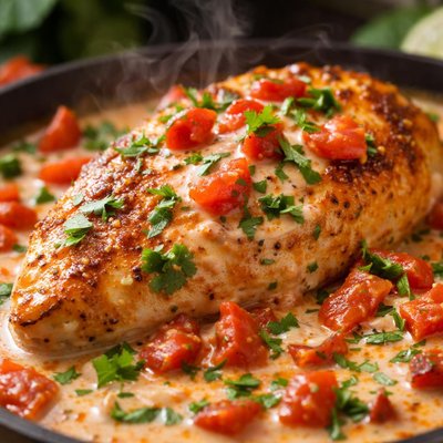 Image of Chicken with Fresh Tomato Cilantro Cream Sauce