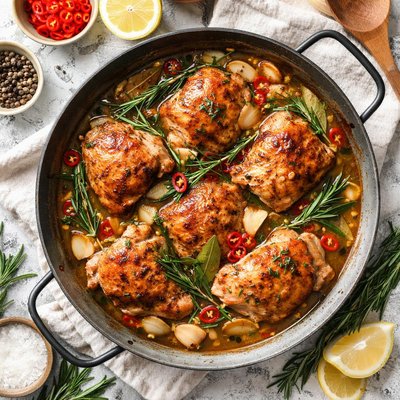 Image of Chicken with Garlic Chilli Bay Leaves and Rosemary