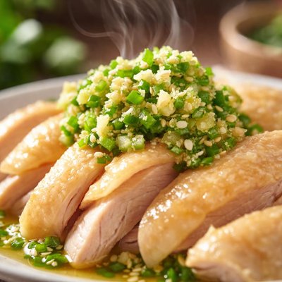 Image of Chicken with Ginger Green Onion Salt Dip