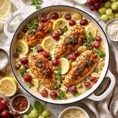 Image of Chicken with Grapes Lemon and Cream