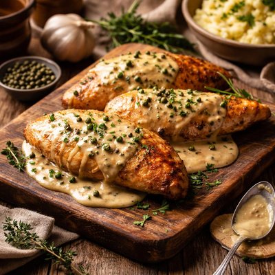 Image of Chicken with Green Peppercorn Sauce