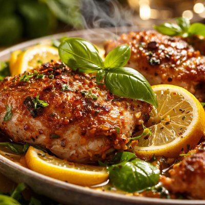 Image of Chicken with Lemon and Basil Kotopoulo Lemonato