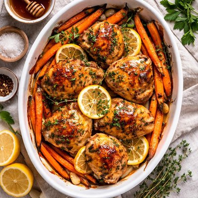 Image of Chicken with Lemon Honey and Carrots