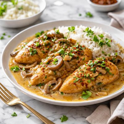 Image of Chicken with Mushroom Curry Sauce