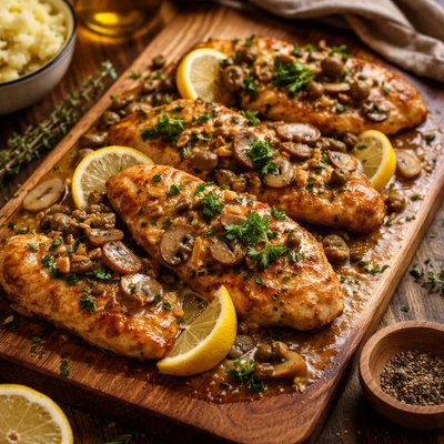 Image of Chicken with Mushrooms Lemon Sauce