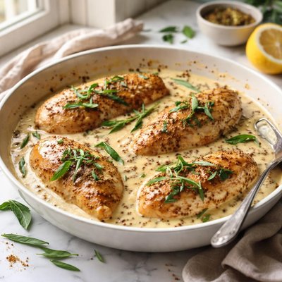 Image of Chicken with Mustard and Tarragon Cream Sauce