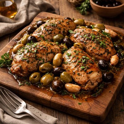 Image of Chicken with Olives and Garlic