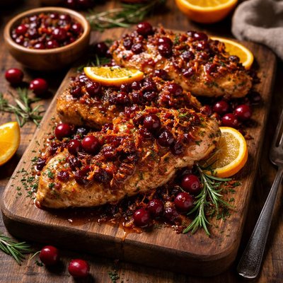 Image of Chicken with Orange and Cranberry Sauce