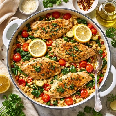 Image of Chicken with Orzo and Veggies