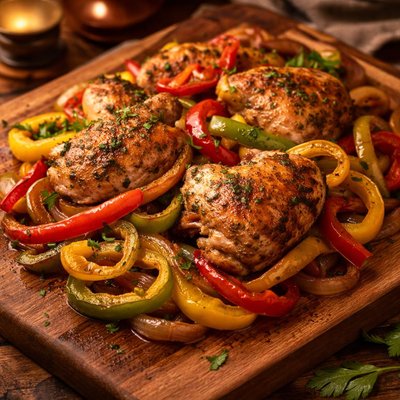 Image of Chicken with Peppers and Onions