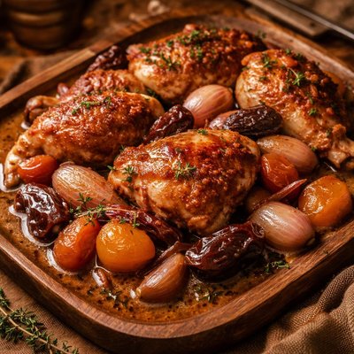 Image of Chicken with Shallots Dates and Apricots