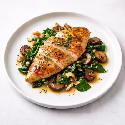 Image of Chicken with Spinach and Mushrooms