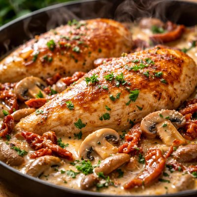 Image of Chicken with Sun Dried Tomato Mushroom Sauce