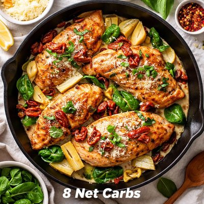 Image of Chicken with Sun Dried Tomatoes and Artichokes 8 Net Carbs
