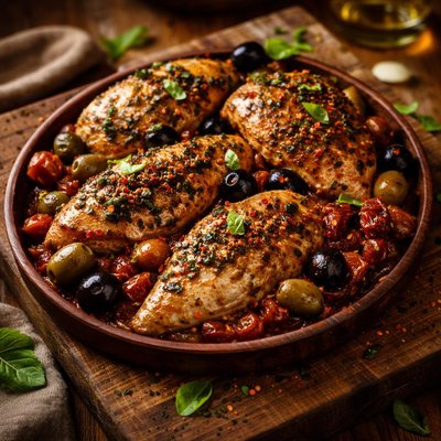 Image of Chicken with Sun Dried Tomatoes Olives
