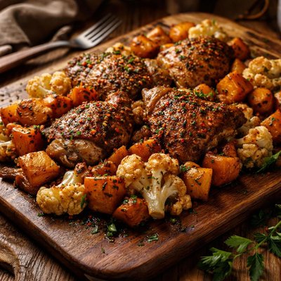 Image of Chicken with Sweet Potatoes and Cauliflower