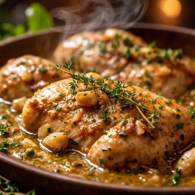 Image of Chicken with Thyme and Garlic Sauce Crock Pot