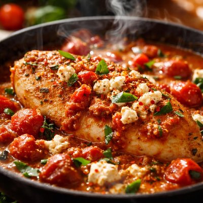 Image of Chicken with Tomato and Feta Cheese Sauce