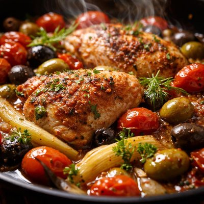 Image of Chicken with Tomatoes Olives and Fennel