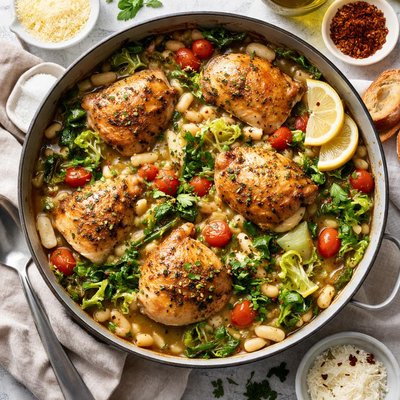 Image of Chicken with White Beans and Escarole