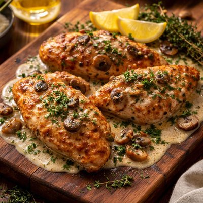 Image of Chicken with White Wine Sauce