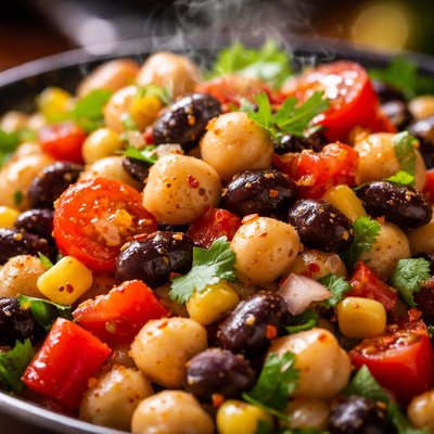 Image of Chickpea and Black Bean Salad with Chili Lime Dressing