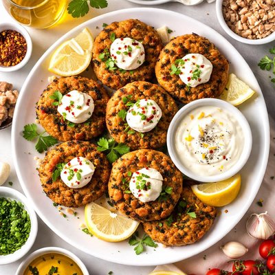 Image of Chickpea and Tuna Cakes with Lemon Cream