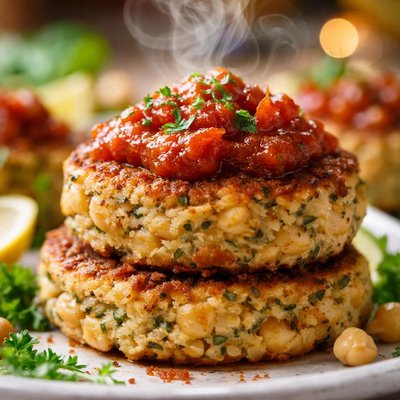 Image of Chickpea Cakes with Tomato Jam