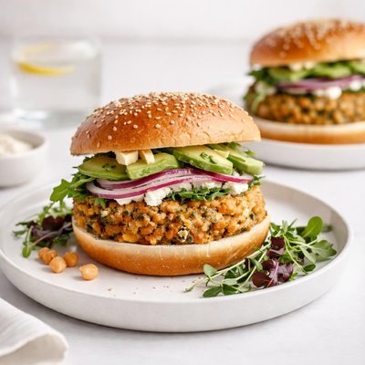 Image of Chickpea Feta Veggie Burgers