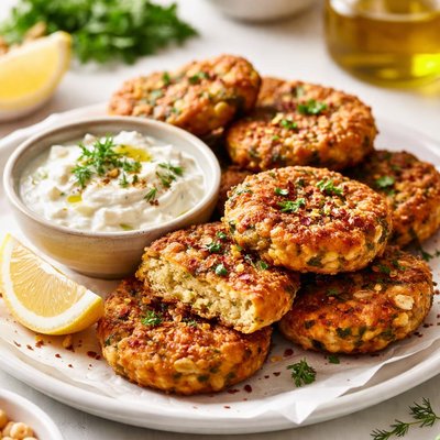 Image of Chickpea Fritters with Tzatziki Sauce