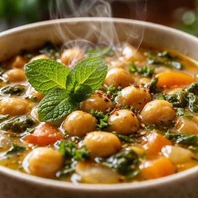 Image of Chickpea Garbanzo Bean and Mint Soup