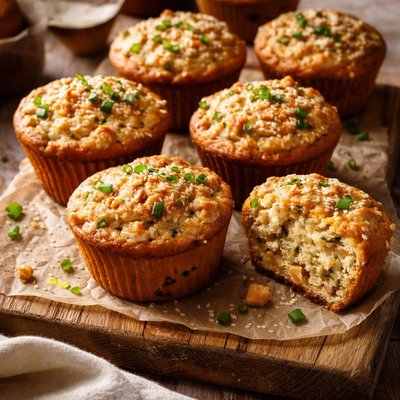 Image of Chickpea Onion Muffins with Sesame Seeds and Cheese