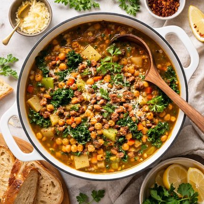 Image of Chickpea Pancetta and Winter Vegetable Soup