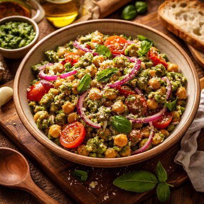 Image of Chickpea Pesto Red Onion Salad