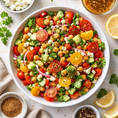 Image of Chickpea Salad with Garlic Cumin Vinaigrette