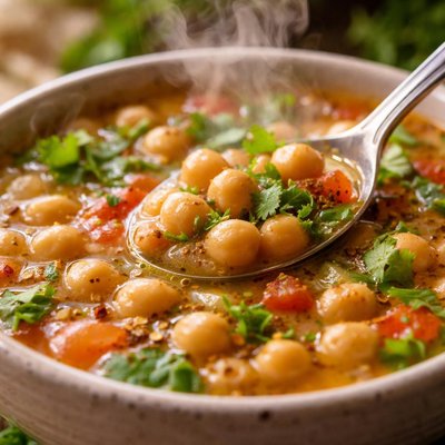 Image of Chickpea Soup with Cumin Cilantro Paraguay