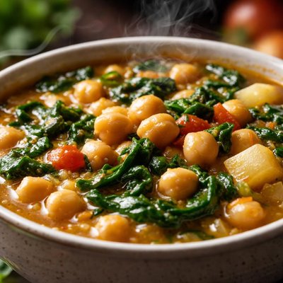 Image of Chickpea Soup with Spinach Potje De Garbanzo Con Acelga
