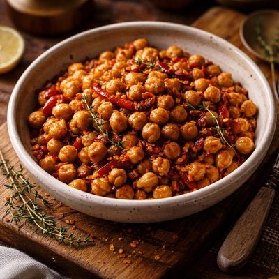 Image of Chickpeas with Chilli Garlic and Thyme Nigella Lawson