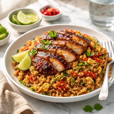 Image of Chile Fried Rice with Bbq Chicken